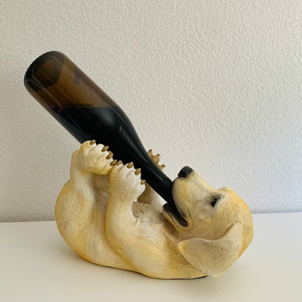 Playful Puppy Yellow Lab Wine Bottle Holder